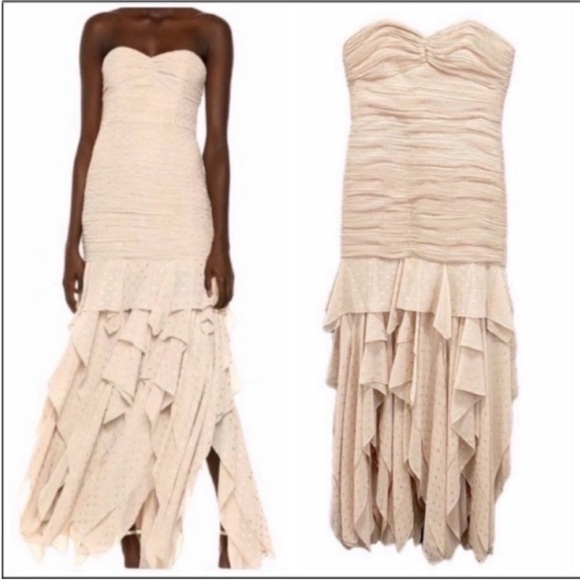 HALSTON HERITAGE Sweetheart Strapless Ruffle Metallic Dress NEW - Picture 13 of 13